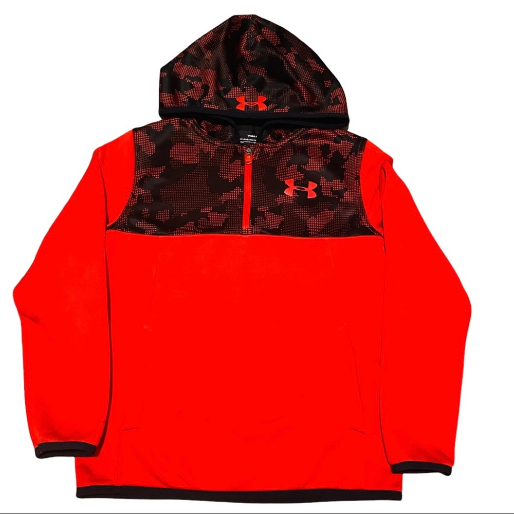 Under Armour Storm Coldgear Boys Size YMD Red Fleece Hoodie Sweater